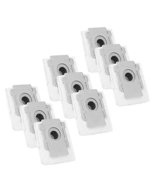 A collection of vacuum cleaner bags arranged in a staggered pattern on a white background.