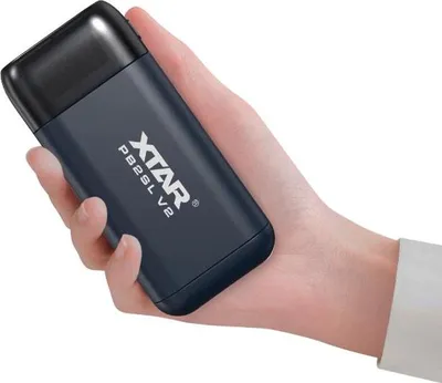 Produktbild von Ladegerät / Powerbank für Li-ion 18650 / 20700 / 21700 Zylinderakkus Xtar PB2SL V2 schwarz