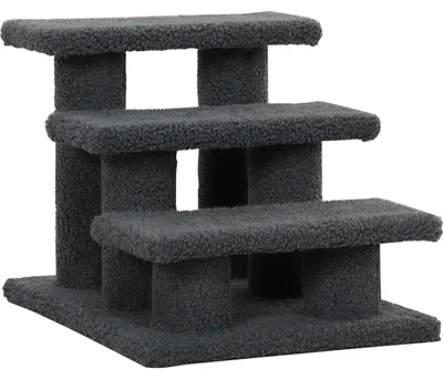 Produktbild von Katzentreppe 3 Stufen Tiertreppe Treppe für Katze Haustiertreppe 45 x 35 x 34 cm Dunkelgrau