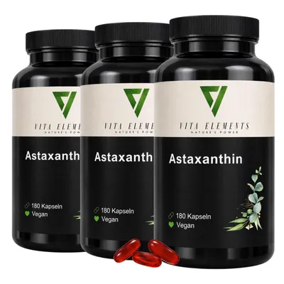 Productafbeelding van Vita Elements Astaxanthine 12 mg per capsule Set van 3 540 capsules Voedingssupplement