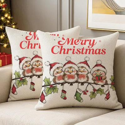 Kissenbezug 40x40 cm, Weihnachtsmotiv, 2 Stück, weich, modern