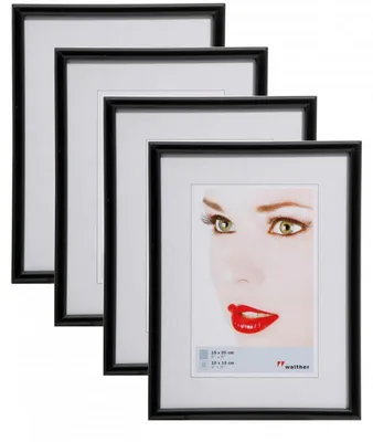 Image de Lot de 4 cadres photos - Walther Galeria - 10 x 15 cm - Noir