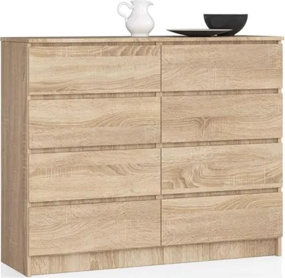 Zdjęcie produktu dla BDW, komoda z 8 szufladami, 138x40x99 cm, K140, dąb sonoma