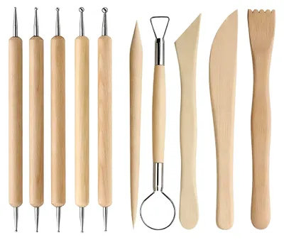 Produktbild von Set mit 10 Holz-Töpferwerkzeugen für Modelliermasse