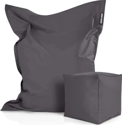 Produktbild von Green Bean® XXL Riesensitzsack 140x180cm + Hocker 40x40x40cm mit EPS-Perlen Füllung - 2er Set Sitzsack "Square+Cube" Anthrazit