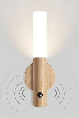 Produktbild von Vomi Holzwandlampe Innenbatterie Lichtbewegungssensor USB wiederaufladbare drahtlose Treppe Nacht LED MAGNETE BEIDET