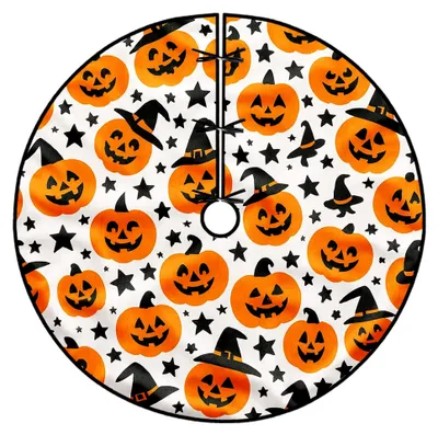 Produktbild von Kürbisbaumrock mit Hexenhut für Halloween, orange, 122 cm