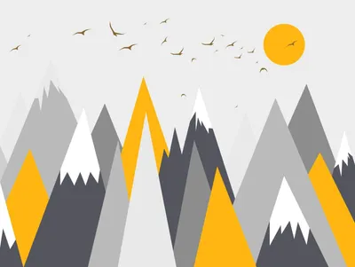 Image de Sanders & Sanders papier peint panoramique montagnes gris et jaune 375 x 270 cm