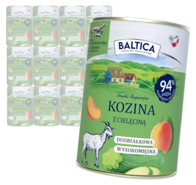 Produktbild von Baltica Ziegenfleisch mit Kalbfleisch 12x400g Duoprotein Getreidefrei Nassfutter für Hunde