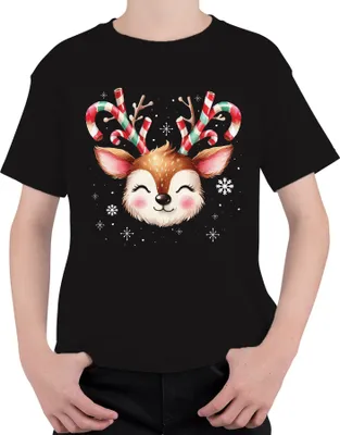 Produktbild von Rentier Zuckerstange Süß Schnee - Weihnachten Weihnachtsgeschenk Christmas Uni Kinder T-Shirt, Schwarz, 140