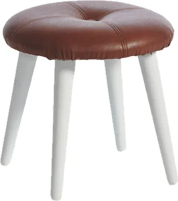 Produktbild von Schemel Fußhocker Ø36x32 cm Kunstleder Holz Hocker Braun-Weiß