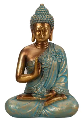 Produktbild von Buddha Figur 31,5cm türkis gold mit Lotusblume