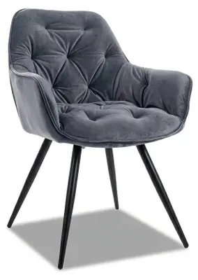 Immagine prodotto di Sedia da pranzo imbottita LUSINE - grigio / nero
