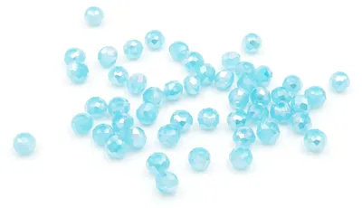Produktbild von Vintageparts Glasschliffperlen hellblau Rondell 4x3 mm in Jadeoptik, 50 Stück