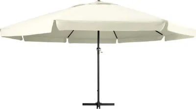 Image de vidaXL Parasol avec mât en aluminium 600 cm blanc sable