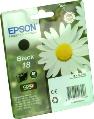 Produktbild von Epson Daisy 18 Gänseblume Claria Home Single Black Tinte, Standardertrag, Schwarz, Tinte auf Pigmentbasis, 5,2 ml, 1 Stück(e), 175 Seiten