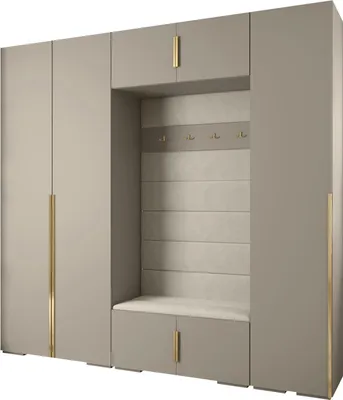 Produktbild von MEBLE KRYSPOL Inova 1 Möbelset Garderobe, 236,7x250x47cm - Kaschmir, Manila 02, Gold