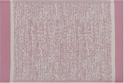 Produktbild von BELIANI Teppich Rosa/Weiß Polypropylene 120 x 180 cm Outdoor Indoor Matte mit modernem Muster Rechteckig Kurzflor Gartenaccessoires Terrasse Wohnzimmer