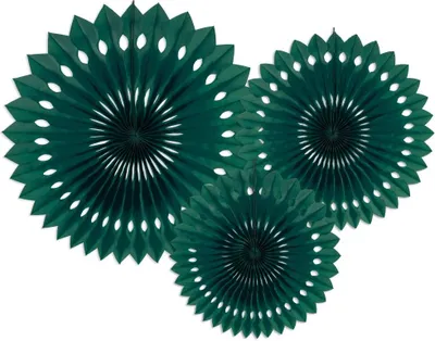 Produktbild von Deko-Rosetten, dunkelgrün, 20-30cm (1 Packung / 3 Stk.)