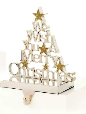 Metallene Strumpfhalter, Weihnachtsbaum 22 cm, Gold/Silber