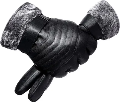 Produktbild von Herren Winterhandschuhe aus Schaffell, warme Touchscreen-Messaging-Handschuhe mit Kaschmirfutter