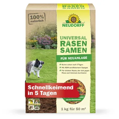 Produktbild von Neudorff UniversalRasenSamen 1kg schnellkeimend für die Neuanlage oder Nachsaat für 50m2