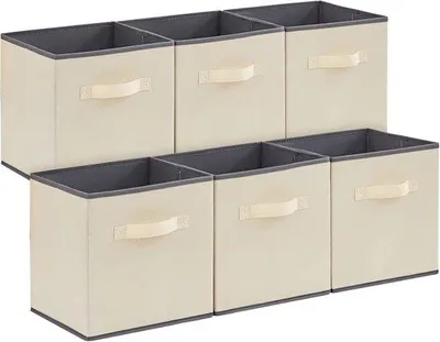 Produktbild von Famanu Aufbewahrungsboxen 8er-Set - Faltbare Stoffboxen mit Griffen - 33 x 38 x 33 cm - Grau - Langlebig und stabil
