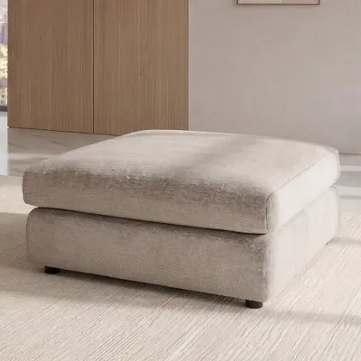 Produktbild von riess-ambiente Sitzhocker SOHO 100cm beige Chenillestoff Polsterhocker mit Wellenunterfederung