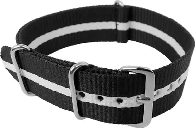 Produktbild von Outdoorband |Outdoor Durchzugsband, schwarz/weiß mit Edelstahlschlaufen, Stegbreite:18mm
