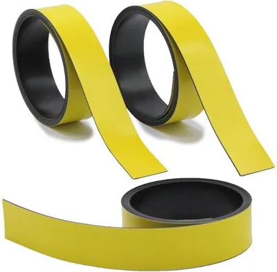 Produktbild von 3x Magnet-Streifen Gelb - ca. 2 cm x 1 m Magnetband zum markieren einteilen auf Whiteboards Lager-Regale Kalender - einfach zurechtschneiden - Magnet-Etiketten - mag254