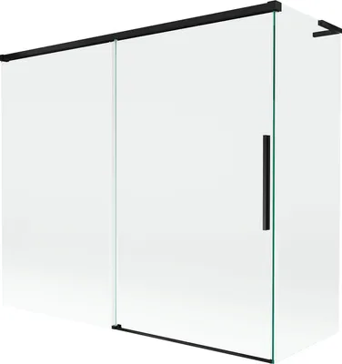 Produktbild von Mexen Rox L Badewannen-Paravent, 2-flügelig verschiebbar 180 + 80 x 150 cm, transparent, schwarz - 8C9L-180-080-70-00