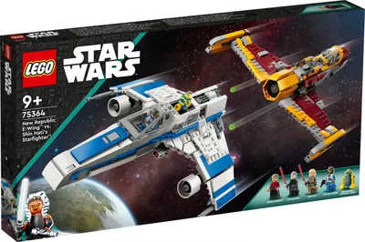 Produktbild von LEGO 75364 Star Wars New Republic E-Wing vs. Shin Hatis Starfighter, Set der Ahsoka-Serie mit 2 Spielzeug-Fahrzeugen, Droiden-Figur, 4 Minifiguren und 2 Lichtschwertern