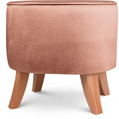 Produktbild von MG Design Ovaler Samt-Hocker 42 x 52 cm in Rosa mit Holzbeinen - Gepolsterter Fußhocker für Wohnzimmer oder Schlafzimmer