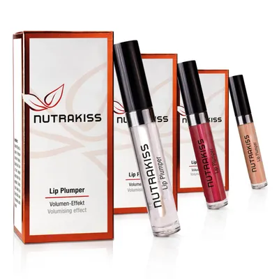 Produktbild von NUTRAKISS Lip Plumper Trio – Natürliche Lip Booster mit Niacin (Vitamin B3) I Liquid Lipstick I Lippen Plumper I Lippenstift für volle Lippen I je 4ml