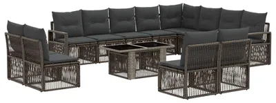 Produktbild von vidaXL Gartensofa-set 13 stk. Grau und Dunkelgrau Poly-Rattan
