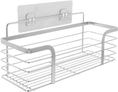 Image de Étagère de salle de bain en acier inoxydable - sans trous - support mural pour douche - pour salle de bain/cuisine/toilettes