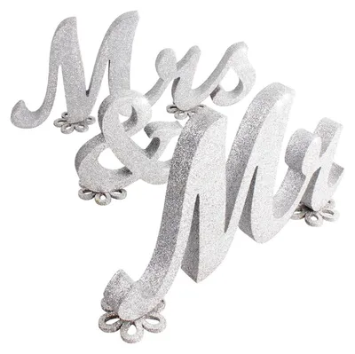 Productafbeelding van Set van Houten Letters 'Mr & Mrs' voor Bruiloften en Decoratie