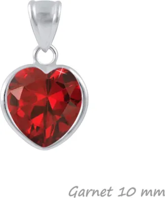 Produktbild von Zirkonia Herz Anhänger 925 Silber mit / ohne Kette für Damen & Kinder Garnet 10 mm ohne Kette