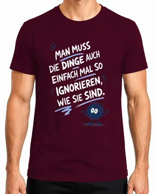 Imagen del producto de Camiseta para hombre con el texto "Ignora las cosas tal como son", estilo sarcástico, color burdeos, talla L