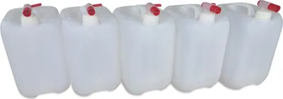 Produktbild von 5 x 10 L 10 Liter Wasserkanister Kanister lebensmittelecht dicht + 5 x Hahn DIN45 (5x10knn45+5xH.45)
