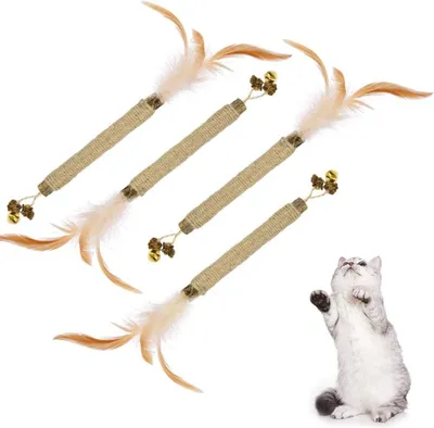 Imagen del producto de Juguetes para gatos Matatabi, palitos para masticar, 4 unidades, hechos con hierba gatera natural, para el cuidado dental de los gatos