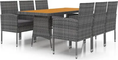 Produktbild von vidaXL 7-tlg. Garten-Essgruppe Poly Rattan Grau