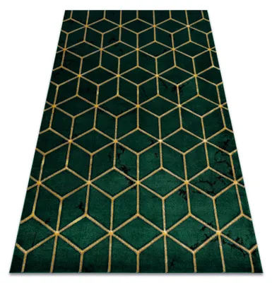 Image de Tapis EMERALD exclusif 1014 glamour, élégant cube bouteille verte / or vert 160x220 cm