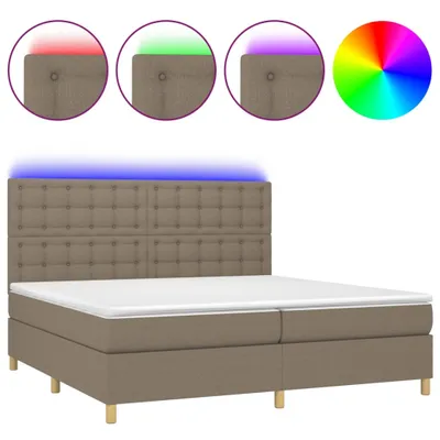 Produktbild von Boxspringbett mit Matratze & LED Taupe 200x200 cm Stoff