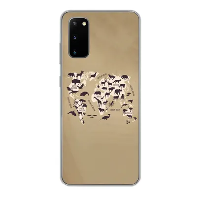 Produktbild von MuchoWow® Handyhülle Schutzhülle Hülle für Samsung Galaxy S20 Weltkarte - Tiere - Braun Silikon Softcase Handy Hülle - Bild