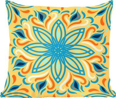 Produktbild von MuchoWow® Zierkissen Sofakissen Wohnzimmer Dekokissen 40x40 cm Blume - Blätter - Blau - Foto Kissen - Schlafzimmer Dekoration
