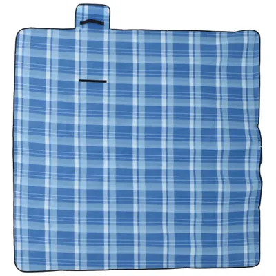 Produktbild von vidaXL Picknickdecke Faltbar Blau Kariert 200x200 cm Samt
