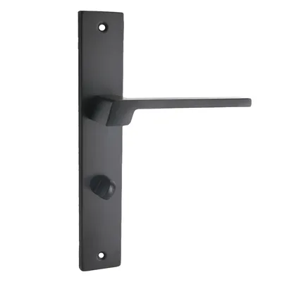 Produktbild von Domino Türgriff 78 Drückergarnitur WC für Badezimmer, Links & Rechts, L-Form, Türdrückergarnitur Aluminium Schwarz CANTORO BLACK