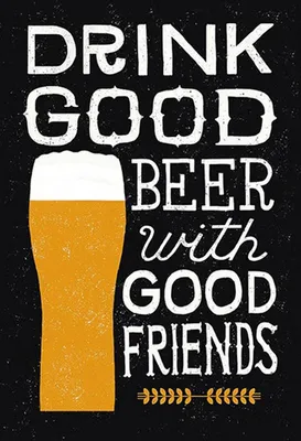 Produktbild von vianmo Holzschild 18x12 cm Alkohol Drink good beer with friends