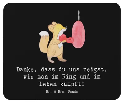Produktbild von Mr. & Mrs. Panda Mousepad Boxen Trainerin - Schwarz - Geschenk, Entschlossenheit, Mauspad, pc mausunterlage, Mouse Pad, Boxsport, Danksagung, Boxtraining, Sportart